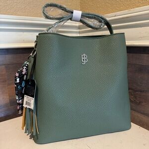 NWT Julia Buxton Shoulder Bag Green Vegan Leather Purse & Pouch